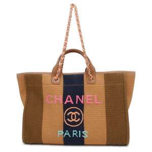 Chanel Chain Tote Bag Logo Canvas